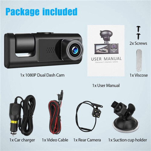 2X 3 Câmera Dash Cam 1080P 2 Polegadas Tela Dashcam Preto Driver Recorder para TáXi CAR DVR Câmera Traseira Universal 2