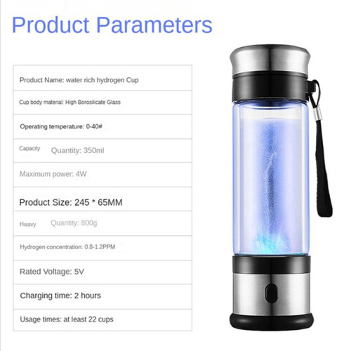 2X Hydrogen Generator Water Cup Filter Ionizer Maker Hydrogen-Rich Water Super Antioxidants Hydrogen Water Bottle 1