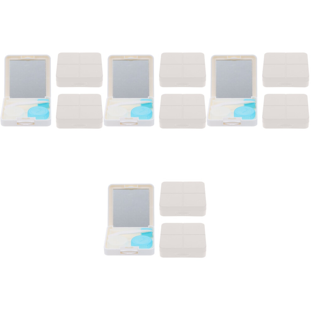 Artibetter White 12Sets Contact Lens Cases Portable Travel Lens Kit With Mirror