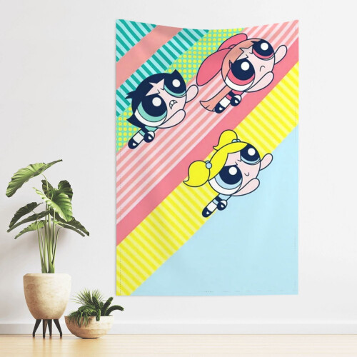 Ταπισερί τοίχου Powerpuff Girls από πολυεστέρα, υπνοδωμάτιο, σαλόνι 2