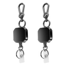 2X Intrekbare Sleutelhanger, Zware Metalen ID-Badgehouder, Sleutelrol, Karabijnhaak Sleutelhanger met Riemclip, 27,5 Inch Stalen Koord