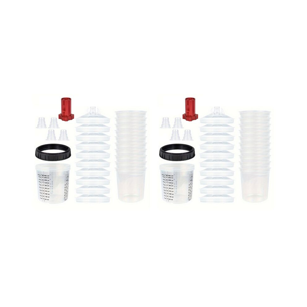 2X 600Ml Disposable Paint Cup With Connector Sprayer Cup Paint Mixing Cup Type H/O Quick Cup Spraying 16X1.5mm Internal 4714124259119