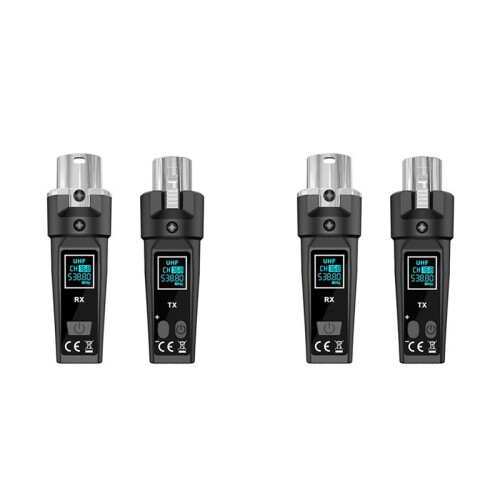 2X UHF Wireless Microphone Converter Adapter XLR Transmitter and Receiver for Dynamic Microphone Guitar Audio Mixer