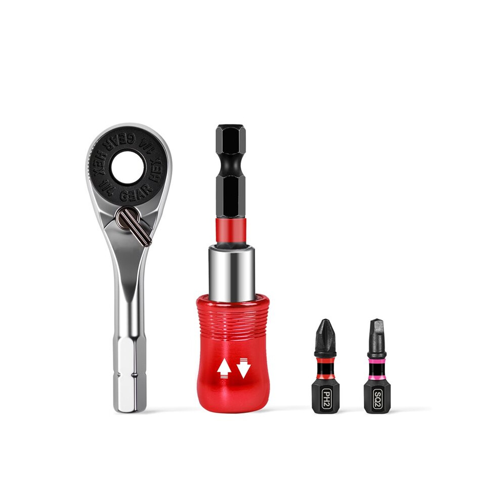 Ratchet Wrench Set, 72 Teeth 1/4" Ratchet Wrench For Tight Spaces, Magnetic Locking Bit Holder And Driver Bit 4713733245100