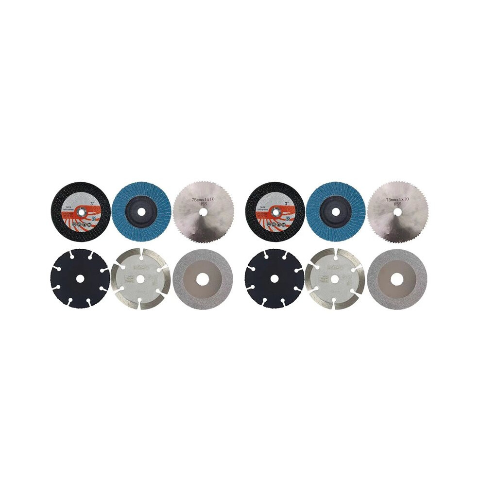 12Pcs 75Mm Cutting Disc For 10Mm Bore Angle Grinder Metal Circular Saw Blade Flat Flap Grinding Wheel Sanding Pads Tool 4713270663825