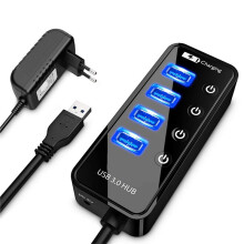 Hub USB A 4 Porte 3.0, Caricabatterie per Smartphone con Accessori Multipli e Adattatore di Alimentazione per Computer, PC, Notebook, Laptop, Spina