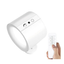 Doppelkopf-LED-Wandleuchte mit Magnet, Wiederaufladbar, 360 Drehbar, Kabellose Fernbedienung, Strahler für Schlafzimmerdekoration A