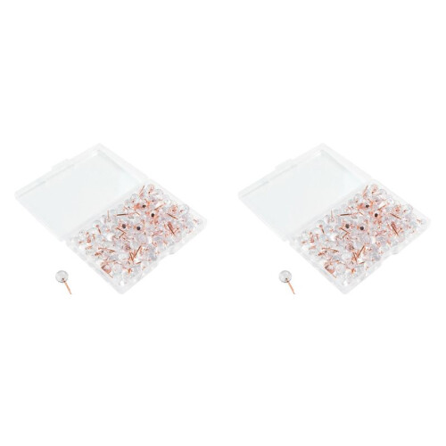 200Pcs Rose Gold Push Pins ThumbTacks Transparent Plastic Round  Map Tacks