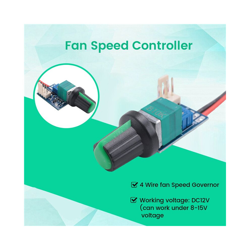 12V Adjustable 0%- Pwm Fan Speed Controller With Knob 4 Wire Fan Speed Governor Noise Reduction 4711446860511