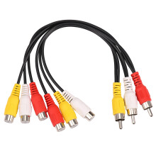 Nowy 3 RCA MęSki na 6 żEńSki Rozdzielacz Wtyczki RCA Audio TV DVD Adapter Wideo Kabel Av