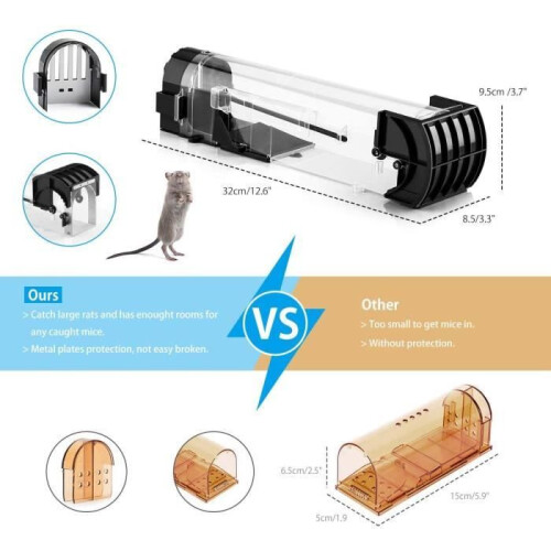 2PCS Humane Mouse Trap, Επαναχρησιμοποιήσιμη Live Rat Trap, Επαγγελματική Αποτελεσματική Πο 1