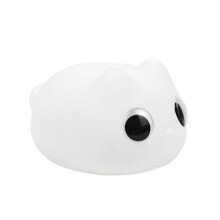 White Eyes Cat Silicone Night Light USB Rechargeable Desk Bedside Sleep Night Lamp Pet Birthday Gift Night Light