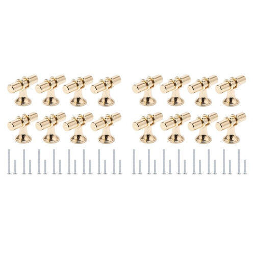 16 Packs Champagne Gold Cabinet Knobs Drawer Knobs Euro T Bar Cabinet Handles Modern Knobs for Cabinets and Drawers