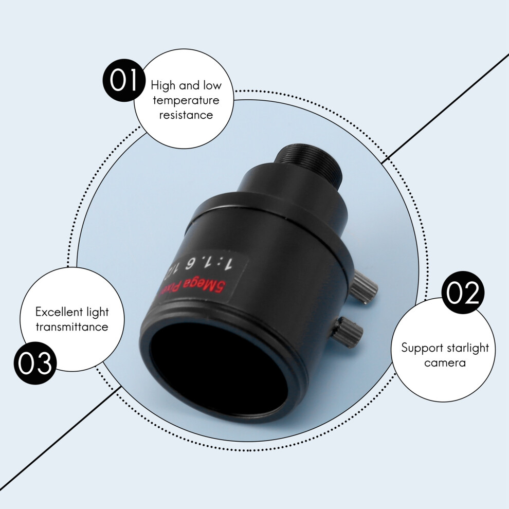 Cctv Lens 1/2.5 Inch 6-22Mm 5Mp M12 Mount Varifocal Lens F1.6 For 4Mp/5Mp Cmos/Ccd Sensor Security Ip/Ahd Camera 4711724309312