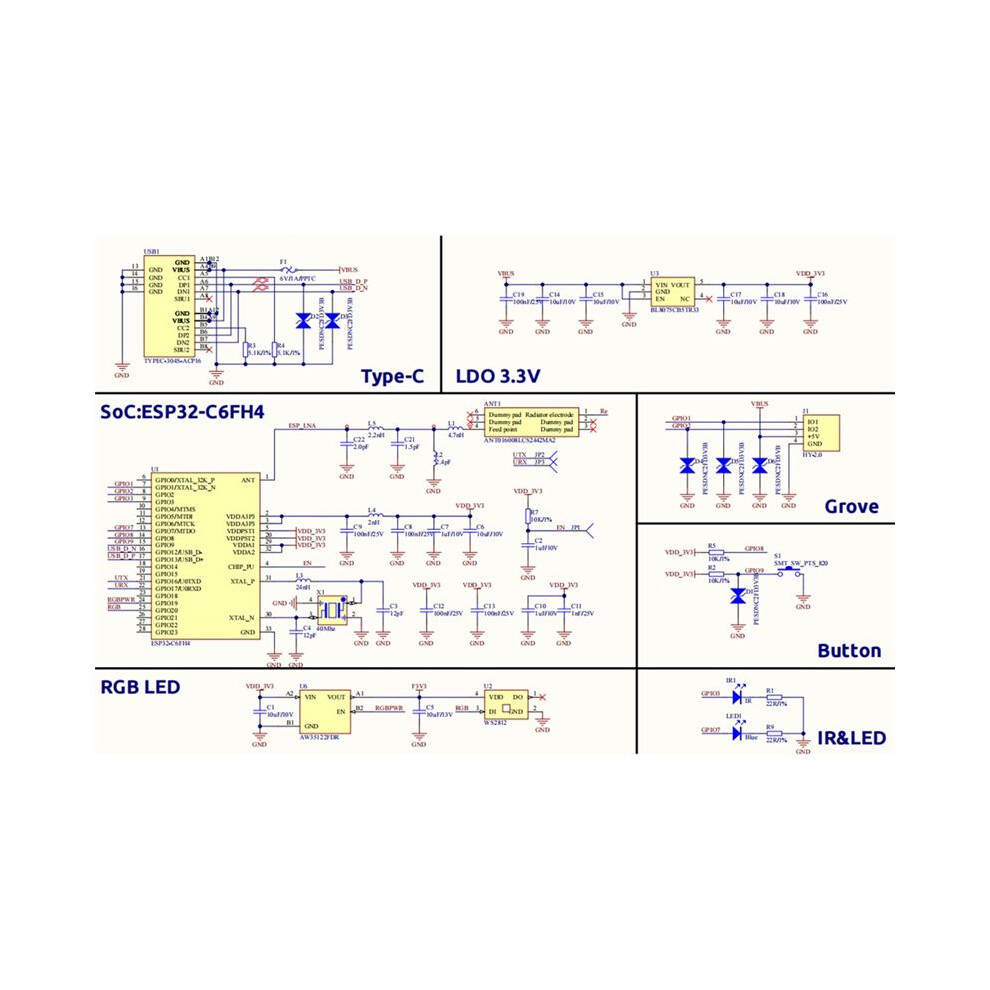 M5nanoc6 Low-Power Iot Development Board Onboard Esp32-C6fh4 Support Wi-Fi 6 And Zigbee Built-In Infrared Emitter 6031396563378
