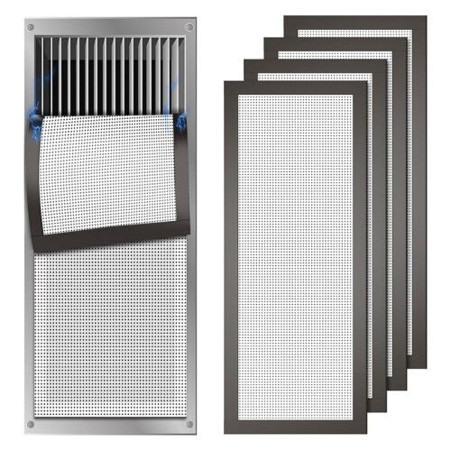 4 Peças de Protetores de Piso, Tela de Proteção para Ventilação de Ar de 4 X 10 Polegadas, Malha Magnética de PVC para Teto, Parede e Piso, para 1