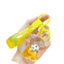 Delightful Soccer Themed Keychain With Sparkling Liquid-Yellow