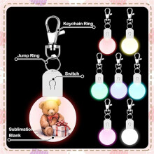 20 Stück LED-Sublimations-Rohling-Schlüsselanhänger, Acryl-Beleuchteter Transfer-Runder DIY-Schlüsselanhänger