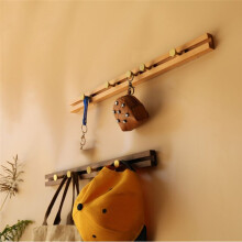 Sliding Solid Wood Wall Hanger A Row of Multifunctional Wall Hooks At the Entrance Clothes Storage Rack,4 Hooks