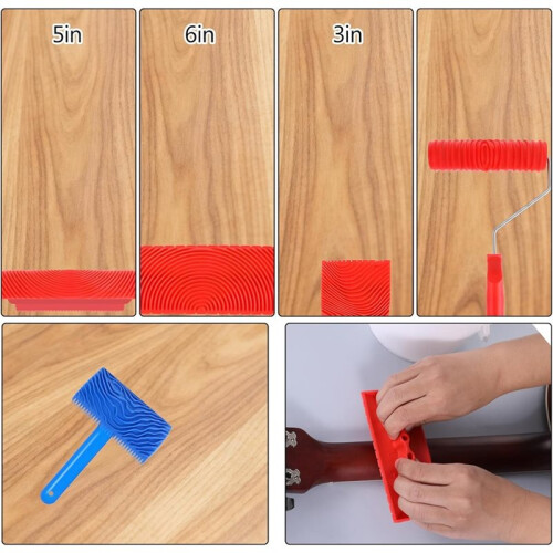 Conjunto de 11 Ferramentas para Imitar Veios de Madeira, Rolo de 7 Polegadas para Pintura com Efeito Madeira, Ideal para Decoração de Paredes e 1