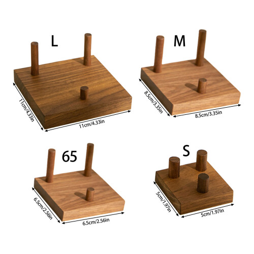 Wooden Rock Holder with Square Base and Three Peg Display-small 2