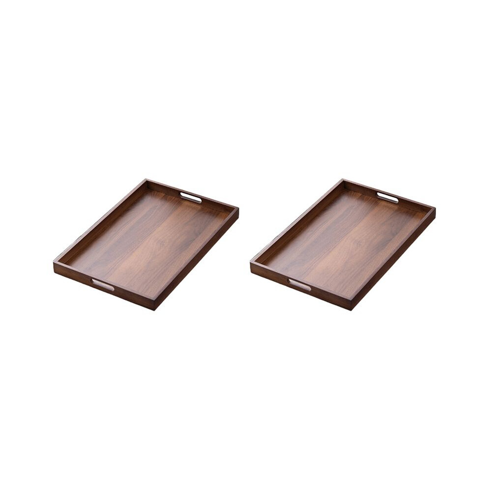 2X Rectangular Bamboo Wood Tea Tray Display Plate Walnut Color Cup Handle Home Use Japanese Tea Set Tray 44X30x4cm 6031394961299
