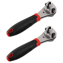2X La Chiave un Cricchetto Regolabile Universale È Adatta per Chiavi un Bussola Regolabili con Vite da 6-22 mm con Impugnatura Antiscivolo.