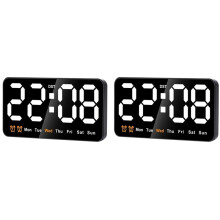 2X Digital Wall Clock, 9Inch LED Digital Clock Large Display with 12/24H, Digits,Small Silent Wall Clock(White)