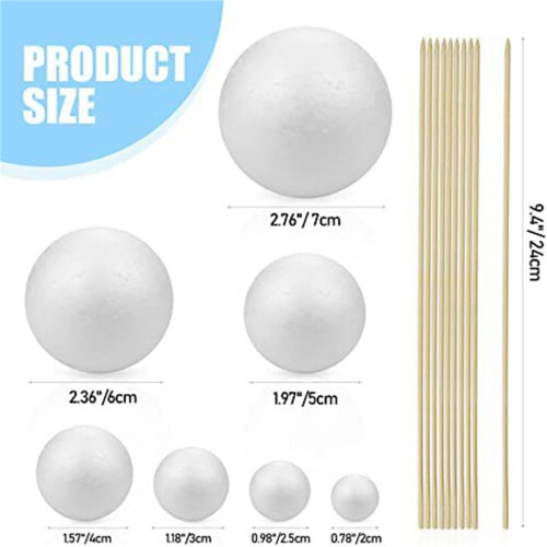 6X Solar System Project Kit, PlanetModel Crafts 14 Mixed Sized Polystyrene Spheres Balls for School Science Projects
