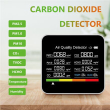 2X 9-in-1-Messgerät Zur ÜBerwachung der Luftqualität, Kohlendioxid-Detektor, TVOC, HCHO, PM2,5, PM1,0, PM10, Temperatur- und