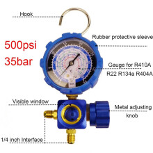 2X Air Condition Gauge for R410A R22 R134A Refrigerants Manifold Gauge Manometer Valve with Visual Mirror 500Psi