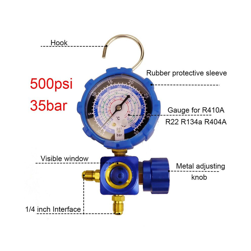 2X Air Condition Gauge For R410a R22 R134a Refrigerants Manifold Gauge Manometer Valve With Visual Mirror 500Psi 6032556376012