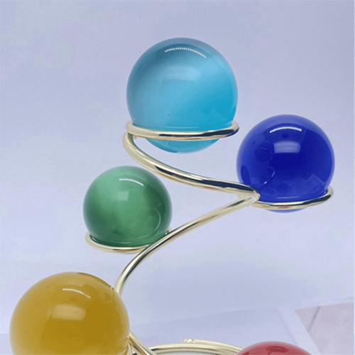 Suporte de metal com 5 esferas de cristal - Dourado 2