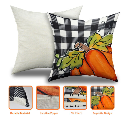 Capas de almofada de linho para outono, 45x45cm (pacote com 4) 2