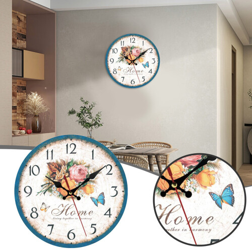 Retro Silent Wall Clock Light Blue 12 Inch 1