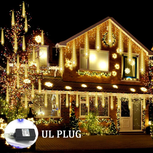 LED Meteor Shower Lights Warm White 50cm 10 Tubes 1