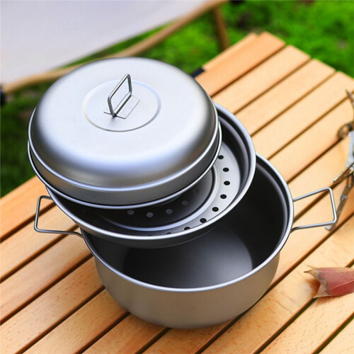 Titanium Camping Soeppanset Buiten Lichte Stoomboot met Stoomcompartiment 2