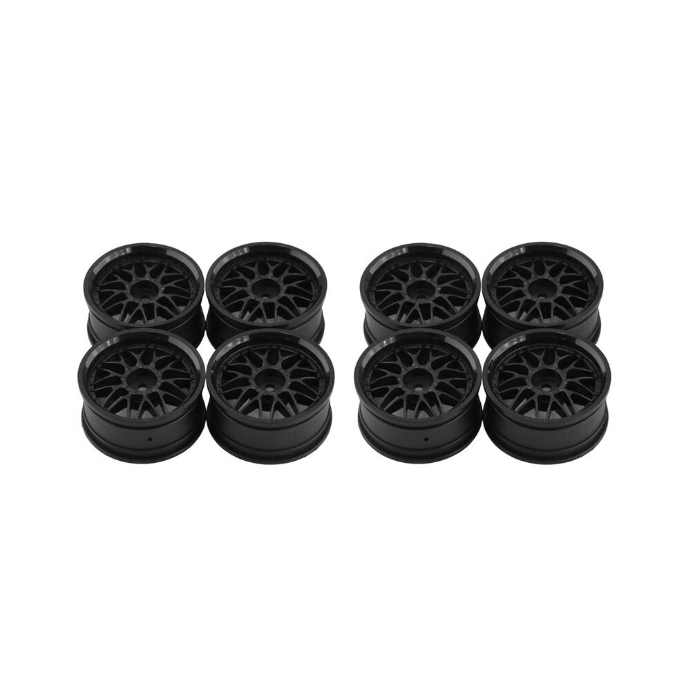 8Pcs 1.9Inch Plastic 52Mm Wheel Hub Rim For Rc Car 1/10 -Road Drift Hpi Redcat Sakura Hsp, Black 4713032288556