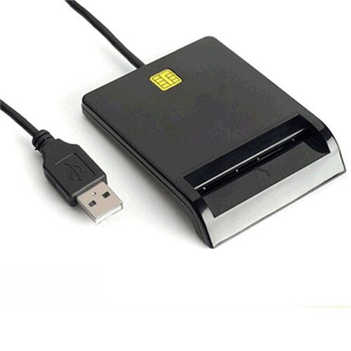 2X USB  Card Reader Atm Bank Tax Declaration Ic Card ID Card  Card Reader(Black)