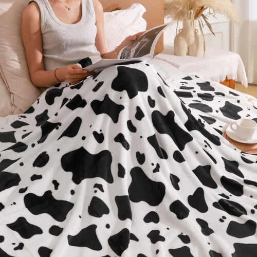 Manta de flanela com estampa de vaca, 127 x 152 cm (50 x 60 polegadas) 2