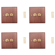 4X Retro Amerikanischer Industrie Stil Licht Schalter Steck Dose, Massiv Holz Messing Kipp Schalter Platte, Home Stay Schalter(2)