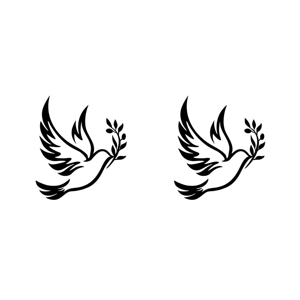 2X Of Peace Olive Branch Metal Wall Art - Olive Branches Peace Outline Metal Wall Decor Black/White Typecat