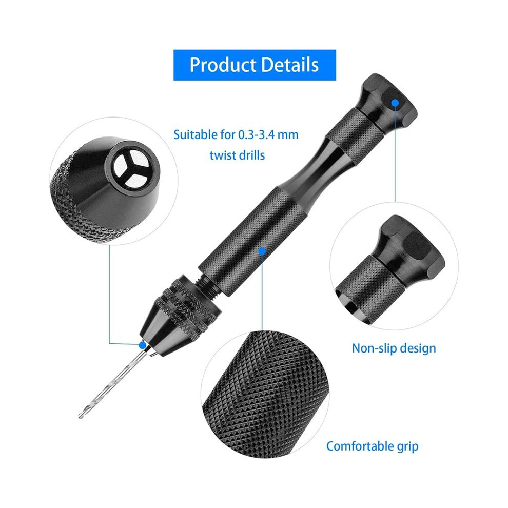 Hand Drill Set,Pin Vise Hand Drill With 10Pcs Pcb Drill Bits And 25Pcs Micro-Typetwist Drill Bits,For Resin Polymer 6031418827921