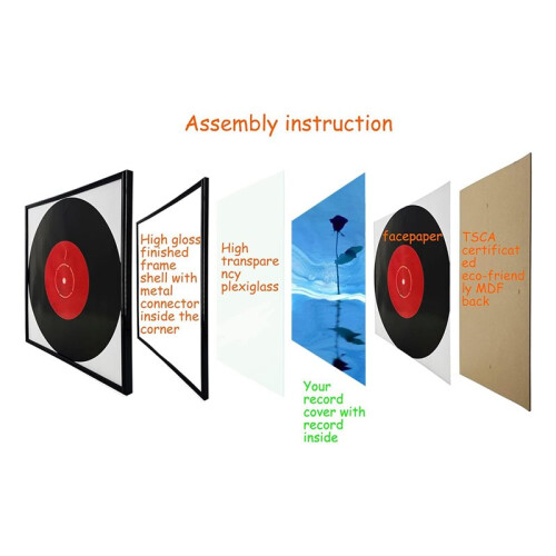 Pacote com 4 Molduras para Álbuns de Música, Display de 12,5 Polegadas X 12,5 Polegadas, Capas para Álbuns de Vinil LP, Acabamento em Piano de Alta