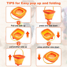3PCS Foldable Bucket Foldable Pail Bucket Sand Buckets Silicone Collapsible Bucket for Kids Beach  Camping 2L
