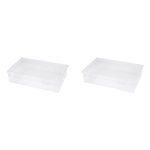 2X Plastic File Organizer Transparent Square Storage Box Storage Box File Storage Box M