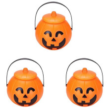 3X Pompoen Snoep Emmer, Halloween Pompoen Emmer, Trick of Treat Pompoen Emmer Jack Lantern Snoep Mand Halloween Party