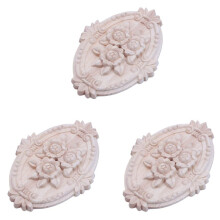 3X Retro Wood Ornament Applique Carving Ornament for Cabinet Door Furniture Decoration(13X9cm)