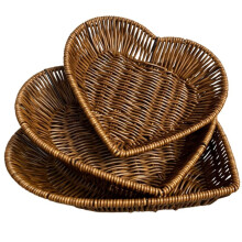 Cesta de Almacenamiento Tejida con Forma de Corazón, Cesta de Escritorio de Imitación de Ratán, Cesta Expositora de Pan y Fruta para Restaurantes.
