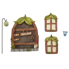 Miniature Fairy Gnome Home Window and Door for Trees Decoration Garden Decorations Window&Light Can Glow in Dark